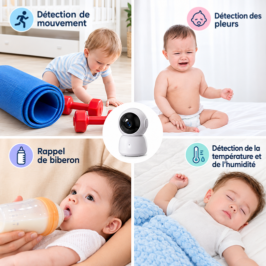 Babyphone Vidéo Connecté Smartphone – Vision Nocturne & Détection des Pleurs – Voltera