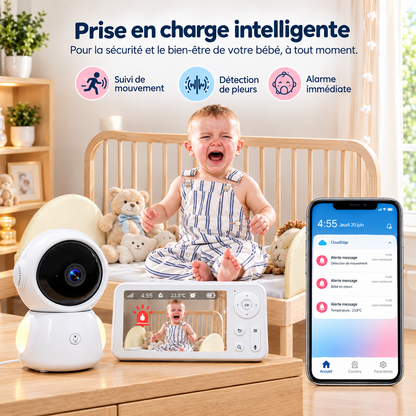 Babyphone Vidéo Connecté Smartphone – Vision Nocturne & Détection des Pleurs – Voltera